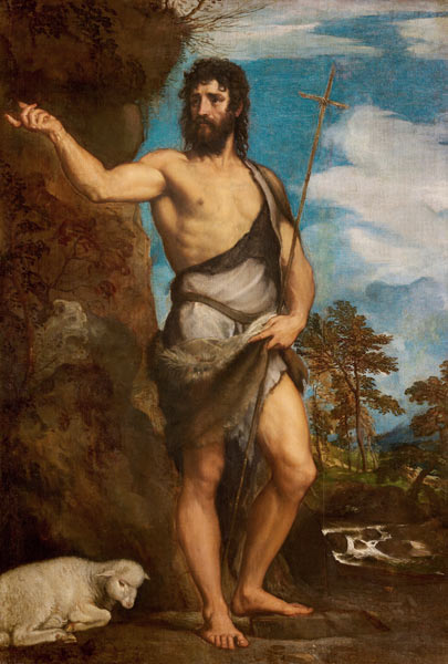 Titian, orig. Tiziano Vecelli(o) c. 1488/90-1576. ''John the Baptist'', 1540s. Oil on canvas, 197 x from Tizian (aka Tiziano Vercellio)
