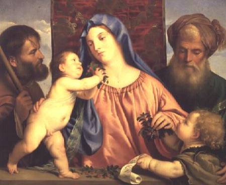 Madonna of the Cherries with Joseph, St. Zacharias and John the Baptist from Tizian (aka Tiziano Vercellio)