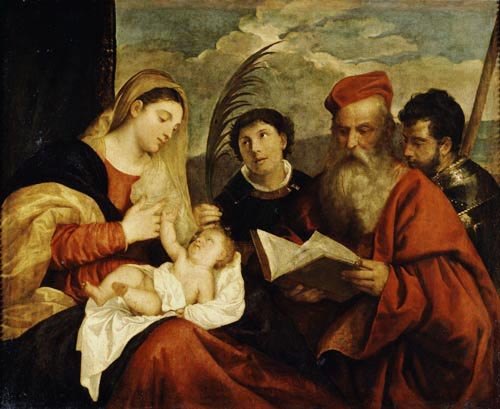 Madonna and Child with SS. Stephen, Jerome and Maurice from Tizian (aka Tiziano Vercellio)