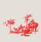 Wandflies Elefant-Motiv in Rot