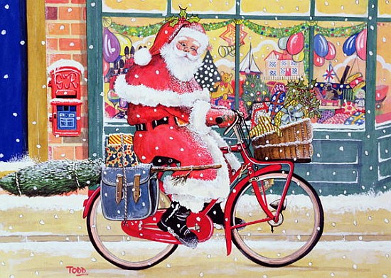 Father Christmas on a Bicycle (w/c)  from Tony  Todd
