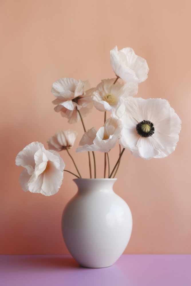 White Poppy In White Vase from Treechild