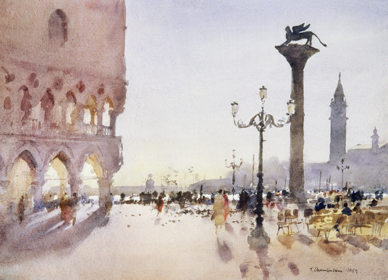 Early Morning, Piazzetta, Venice, 1989 (w/c on paper)  from Trevor  Chamberlain