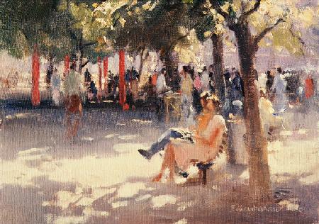 Under the trees, South Bank, 1990 