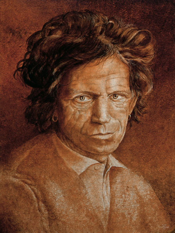 Keith Richards (b.1943) (oil glazes on cracked gesso on canvas laid on board)  from Trevor  Neal