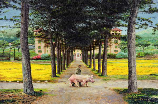 Big Pig, Pistoia, Tuscany (oil on canvas) 