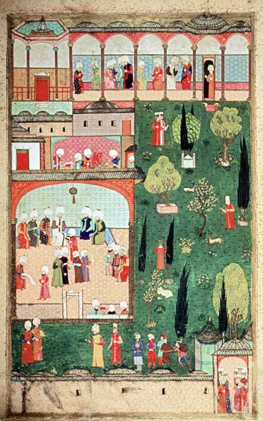 H 1524 f.242r Council of ministers at Topkapi Palace, from the 'Hunername' by Lokman from Turkish School