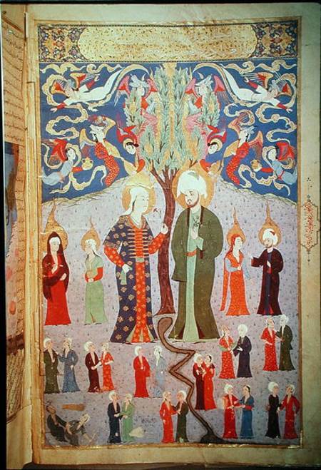 Adam and Eve and their Thirteen Twins, from 'Zubdet ut Tevarih' by Lokman from Turkish School