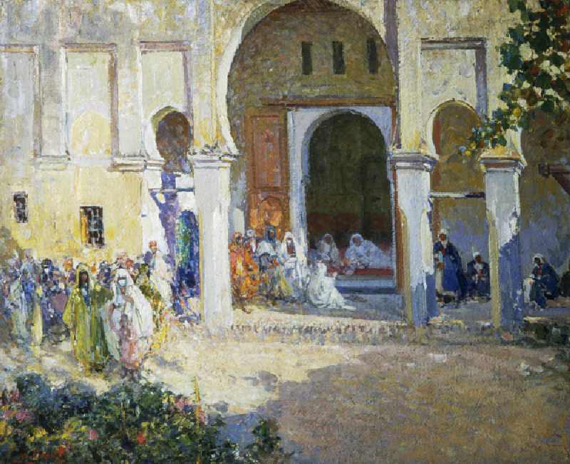 Judgment of the Pasha, Fes 1924, painting by Ulisse Caputo (1872-1948), 80x100 cm, Italy, 20th centu from Ulisse Caputo