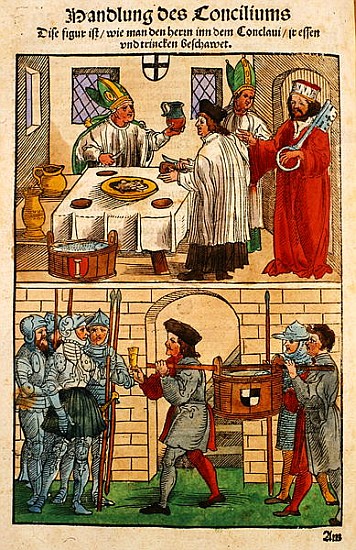 How the bread and wine were distributed to the people during the Council of Constance, from ''Chroni from Ulrich von Richental
