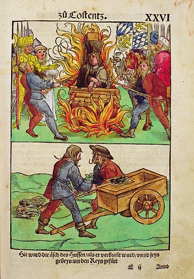 The execution of Jan Hus or one of his priests at The Council of Constance, from ''Chronik des Konzi from Ulrich von Richental