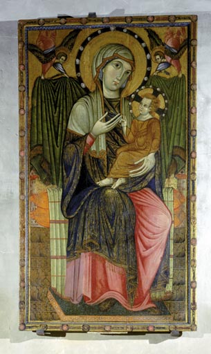 Thronende Maria mit Kind und zwei Engel from um Meister von S. Chiara