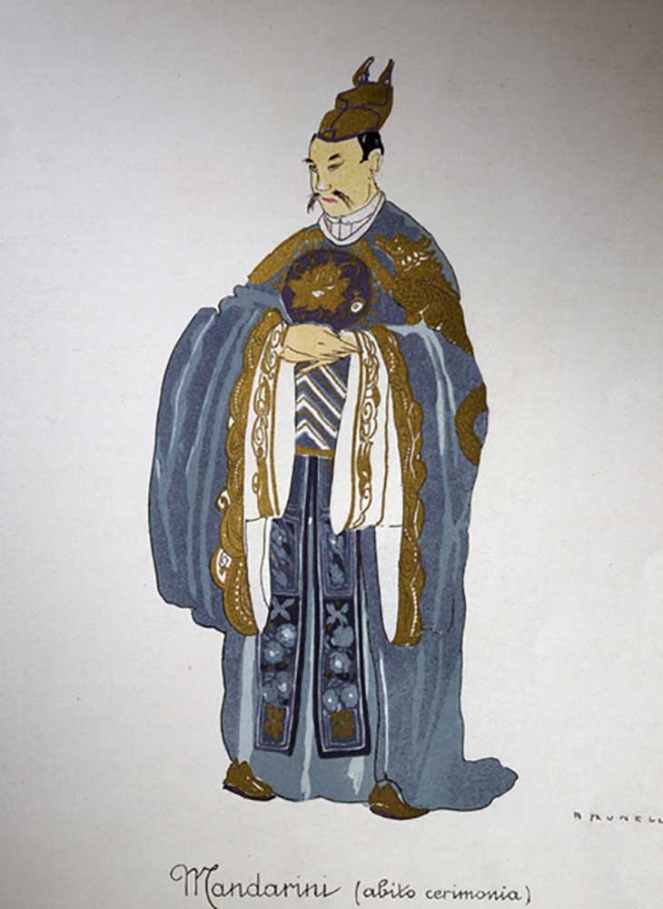 Costume for a Mandarin from Turandot by Giacomo Puccini, sketch by Umberto Brunelleschi (1879-1949)  from Umberto Brunelleschi
