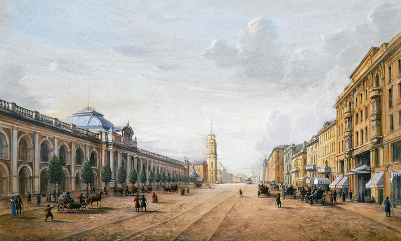 View of the Nevsky Prospekt in Saint Petersburg from Unbekannter Künstler