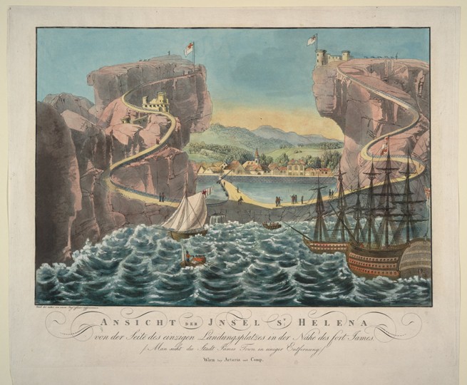 View of the Island of St. Helena from the side of the landing place near the Fort James from Unbekannter Künstler