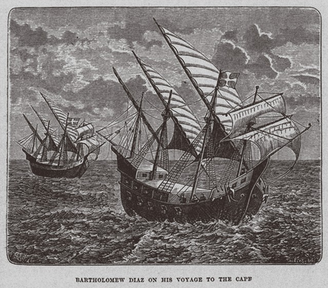 Bartholomew Diaz on his voyage to South Africa from Unbekannter Künstler