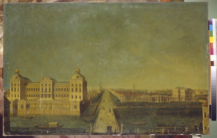 View of the Nevsky Prospekt from the Anichkov Palace with the Shuvalov's House from Unbekannter Künstler