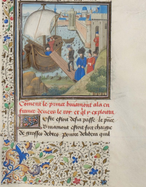 Bohemond I of Antioch traveled back to Apulia. Miniature from the "Historia" by William of Tyre from Unbekannter Künstler