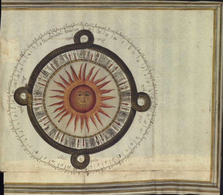An aztec sun calendar (from the book by Antonio de Leon y Gama) from Unbekannter Künstler