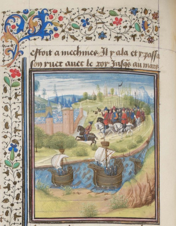 English king Richard I Lionheart conquered the island of Cyprus in 1191. Miniature from the "Histori from Unbekannter Künstler
