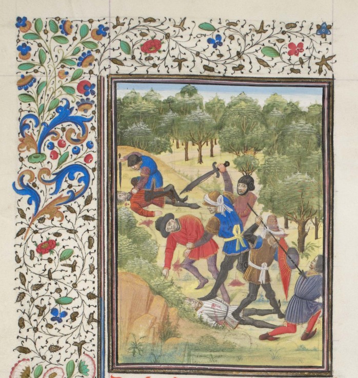 Fight in a wood between Christians and Saracens. Miniature from the "Historia" by William of Tyre from Unbekannter Künstler
