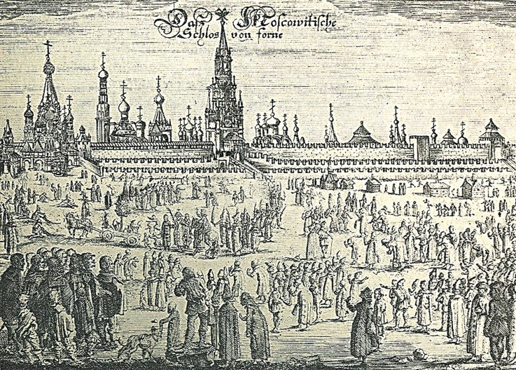The donkey walk in the Moscow Kremlin (From "Travels to the Great Duke of Muscovy and the King of Pe from Unbekannter Künstler