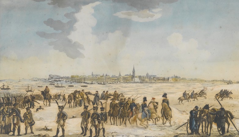 The Crossing of the Rhine near Düsseldorf by the Russian Army, 13 January 1814 from Unbekannter Künstler