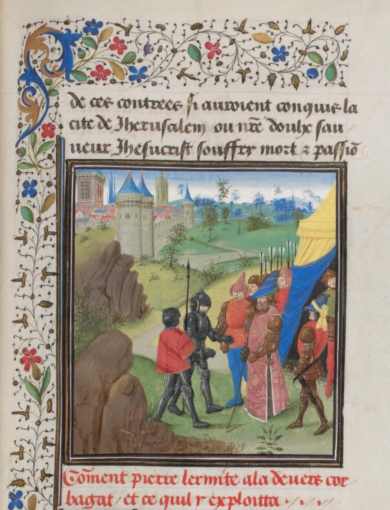 The Embassy of Peter the Hermit and Herluin to Kerbogha. Miniature from the "Historia" by William of from Unbekannter Künstler