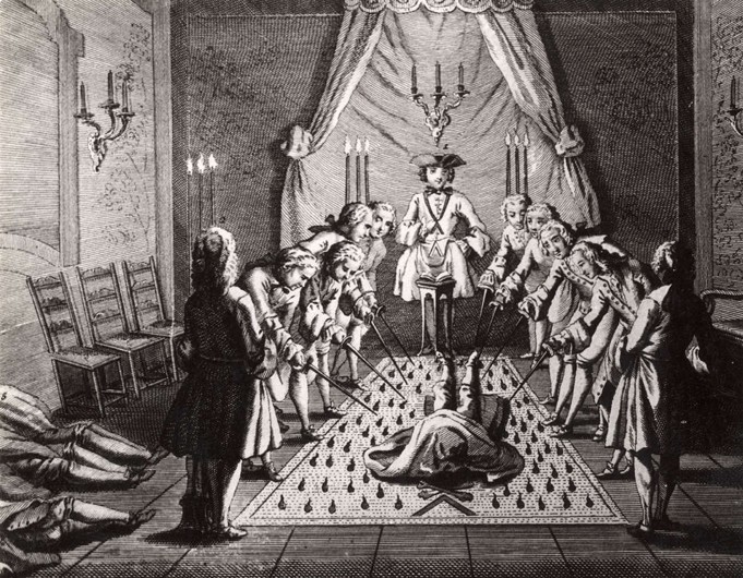The French Freemasons initiation ceremony from Unbekannter Künstler