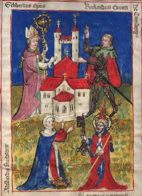 The founding of the Oehringen convent of canons in 1037 (From the Obleybuch of Oehringen)