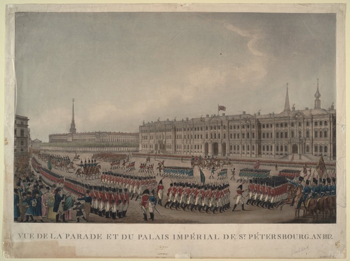 The parade in front of the Winter Palace in St. Petersburg on 1812 from Unbekannter Künstler