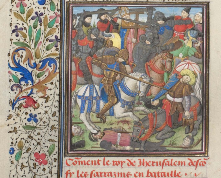 The battle between the Crusaders and Saracens. Miniature from the "Historia" by William of Tyre from Unbekannter Künstler