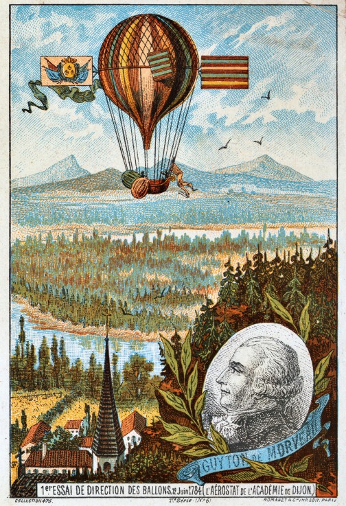 First attempt to direct a balloon by Guyton de Morveau, 1784 (From the Series "The Dream of Flight") from Unbekannter Künstler