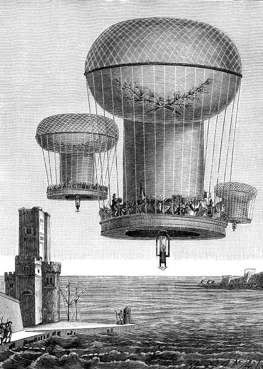 Fantastic air balloon project for the French troops transportation to England from Unbekannter Künstler