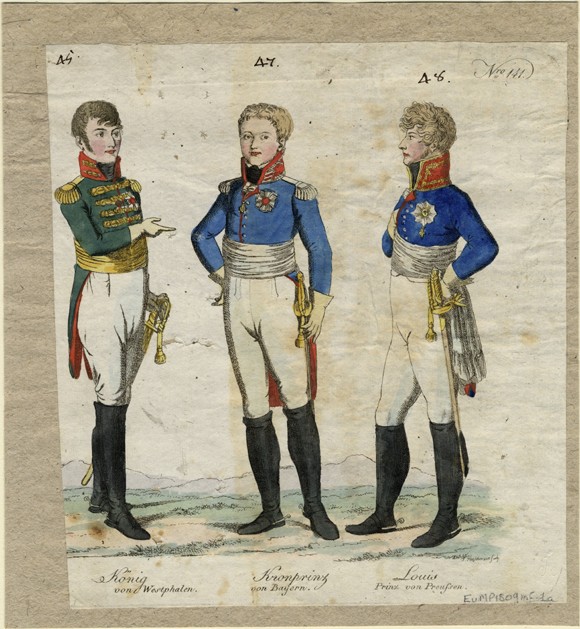 Jérôme Bonaparte, King of Westphalia, Prince Louis Ferdinand of Prussia and Ludwig I of Bavaria from Unbekannter Künstler