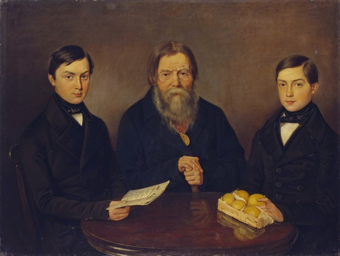 Merchant Smurov with sons from Unbekannter Künstler
