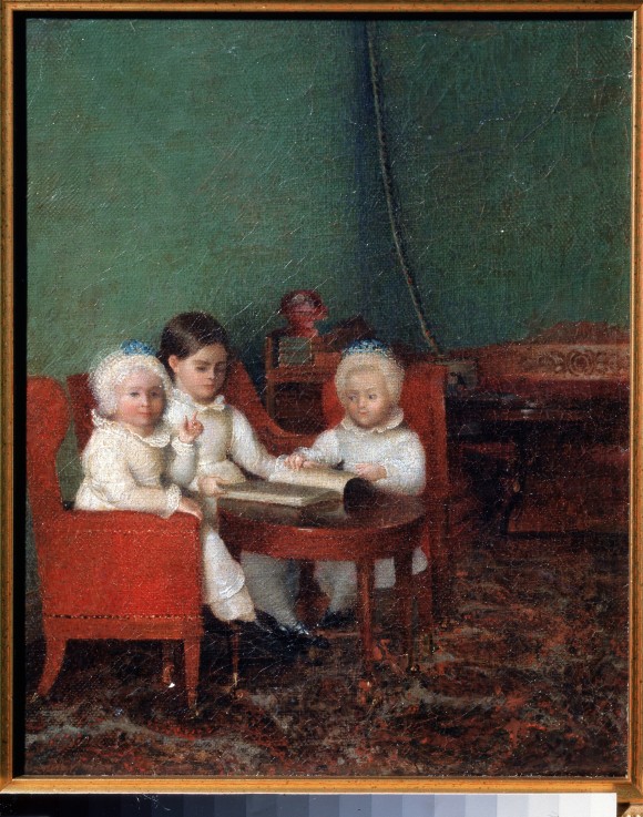 Children in an interior from Unbekannter Künstler