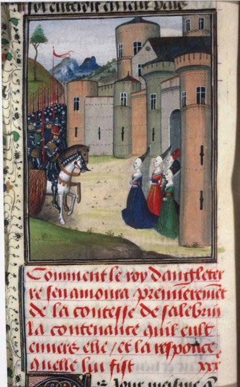 Edward III of England and Catherine Grandison. Miniature from Chroniques d'Angleterre by Jean de Wav from Unbekannter Künstler