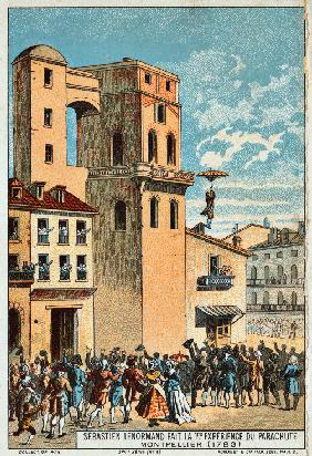 Lenormand jumps from the tower of the Montpellier observatory, 1783