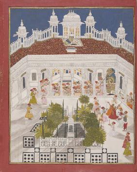 Maharana Ari Singh worshipping in his palace