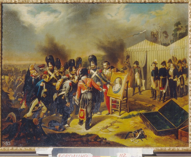 Napoleon shows the portrait of his son to the guardsmen from Unbekannter Künstler