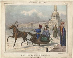 Nicholas I of Russia in a sleigh