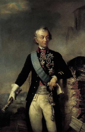Portrait of Field Marshal Prince Alexander Suvorov (1729–1800) with a Baton