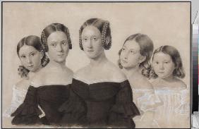 Portrait of Sisters Yelisaveta, Maria, Praskovya, Alexandra and Anna Dyakov