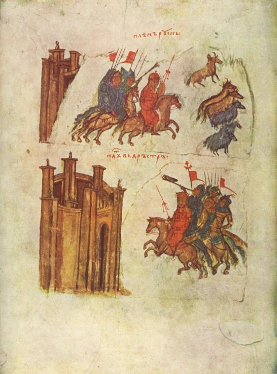 Invasion of the Russians and the Siege of Dorostolon led by emperor John I Tzimiskes (Miniature of M from Unbekannter Künstler