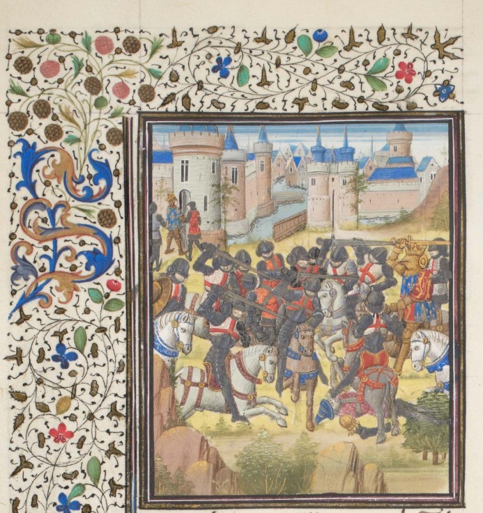 Victory of Richard the Lionheart over Philip Augustus in 1198. Miniature from the "Historia" by Will from Unbekannter Künstler