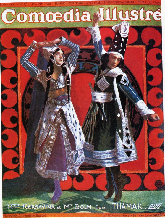 Tamara Karsavina und Adolph Bolm in Ballet Thamar. Title page of Comoedia illustré. from Unbekannter Künstler
