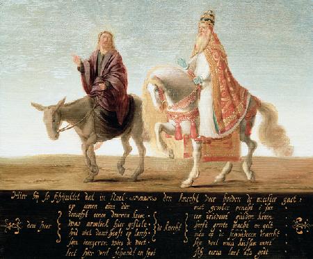 Christ on a donkey, the pope on horseback