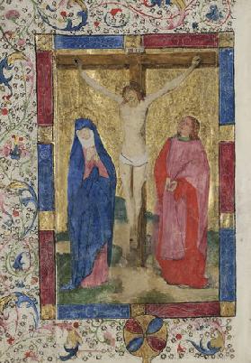 Kanonblatt mit Kreuzigung Christi, aus einer Missale