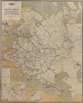 Map of Roads, Railroads and Inland Waterways of the Russian Empire, 1893